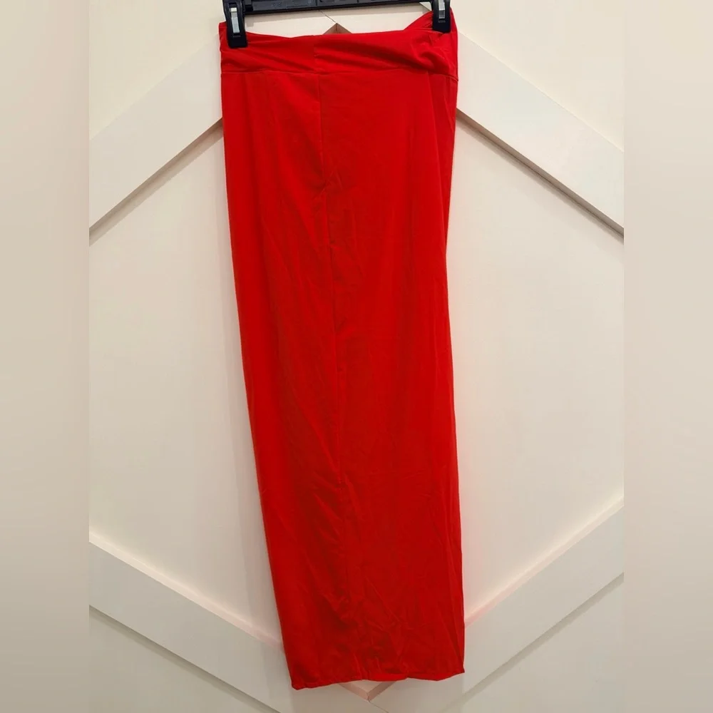 New ViX Karen Twist Pull-On Solid Red Midi Swim Beach Pareo Cover-Up Skirt Med